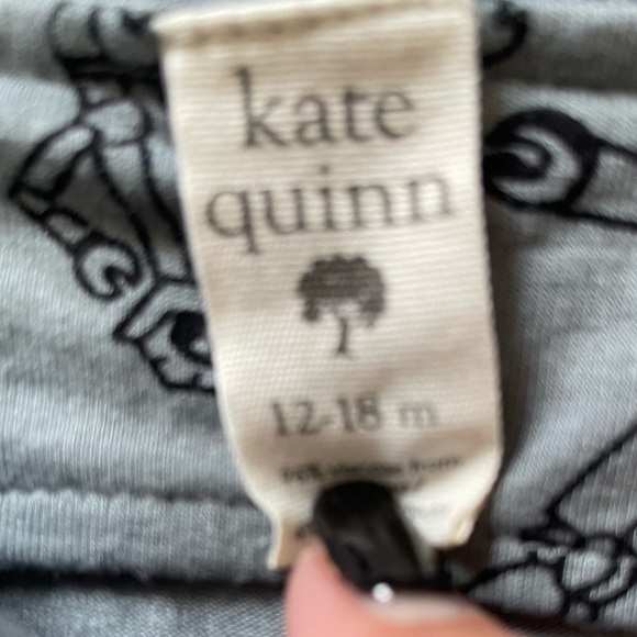 #239, kate quinn pale bluish gray overalls with robot theme, size 12-18 mo - Picture 3 of 3